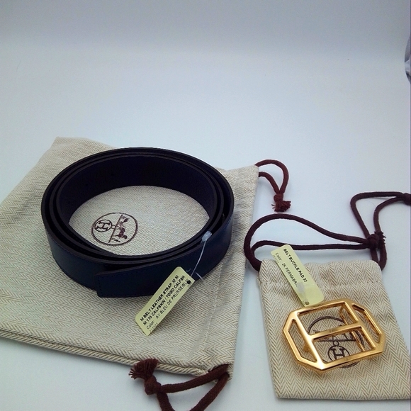 Hermes men's reversible leather belt with buckle